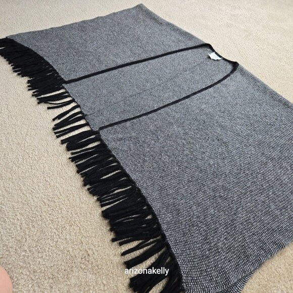 {{{Thick}}} Cashmere Wrap Birdseye Knit Black & White Symphony - Picture 4 of 14